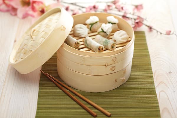 Bambusdamper, traditionel bambusdamper, Pure Oriental til ris, kød, dim sum og grøntsager
