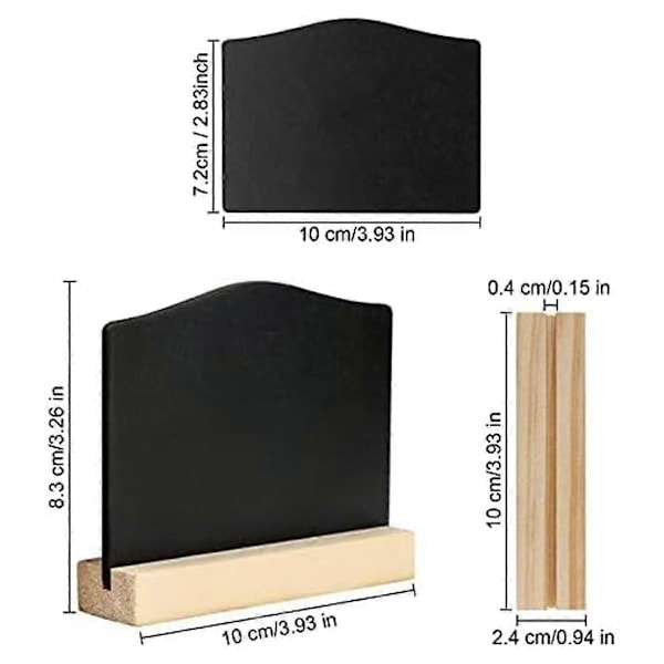 12-pak Mini Tavleskilte, Køkkennoter Tavler med Stativer 10X7,2 cm Lille Tavle Rod