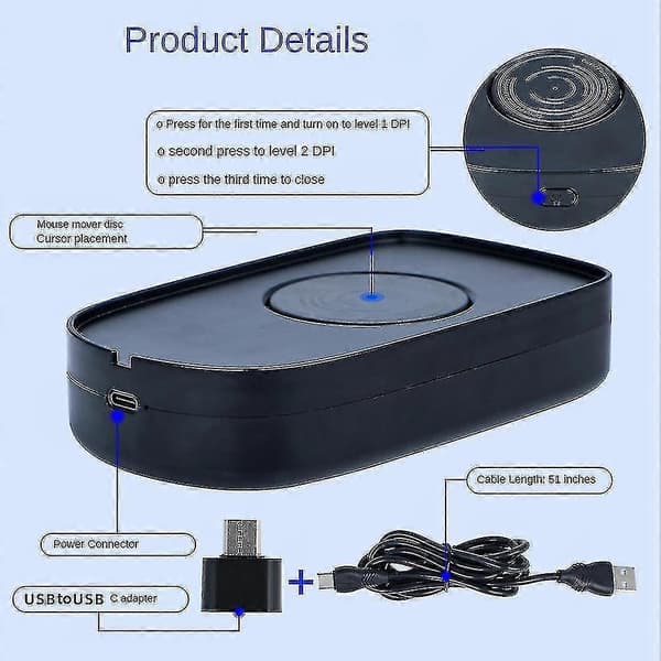 Mouse Jiggler Usb Muse Bevæger Muse Bevægelse Simulator Med On/off Knap Kompatibel Computer Vækning, K