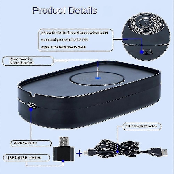 Mus Jiggler USB Musrörare Musrörelsesimulator Med På/Av-knapp Kompatibel Datorväckning, K