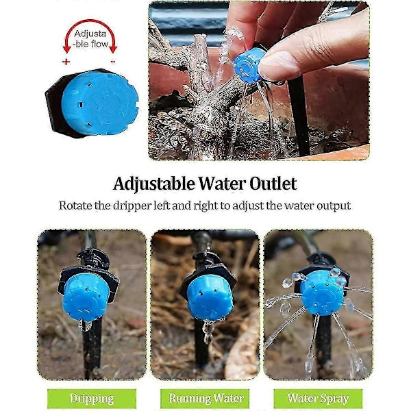 200 stk. 1/4 tomme Justerbart Mikro Drypvandingssystem Vandingssprinklere Anti-tilstopning Emitter Drypper Blå Haveartikler