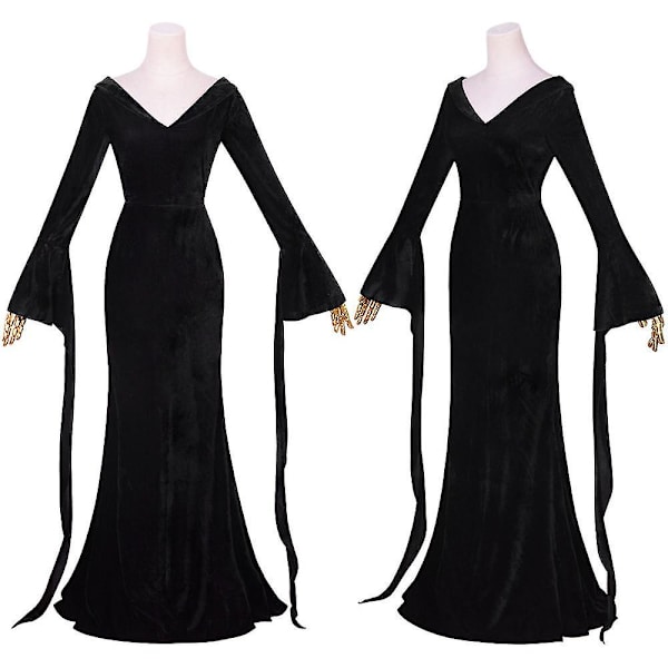 Film Morticia Cosplay Kostym Onsdag Addams Familj Cosplay Uniform Klänning Svarta Peruker För Kvinnor Halloween Carnival Anime Roll Z Only Dresses One Size