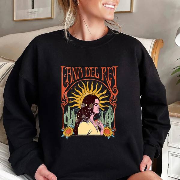 90-tals retro sweatshirt Streetwear Lana Del Rey Vintage Estetisk hoodie Music Tour Shirt Dam Höst Vinter Trendiga toppar Dark Grey M