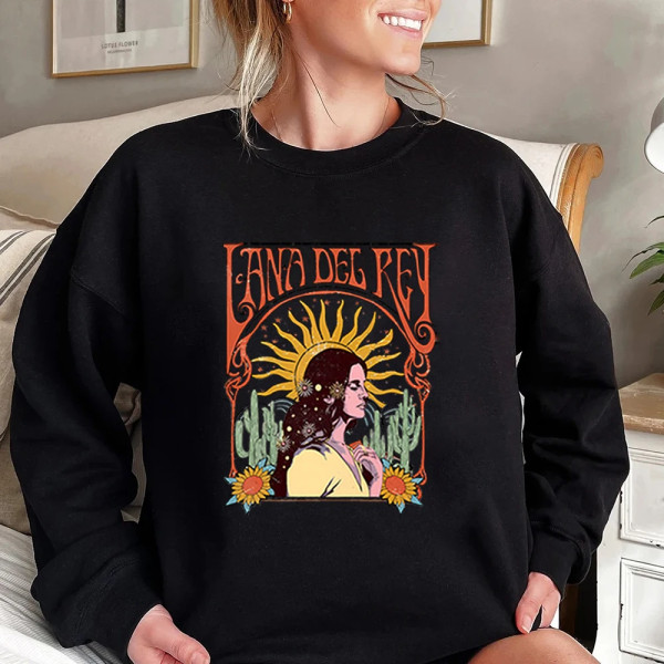 90-tals retro sweatshirt Streetwear Lana Del Rey Vintage Estetisk hoodie Music Tour Shirt Dam Höst Vinter Trendiga toppar Orange L