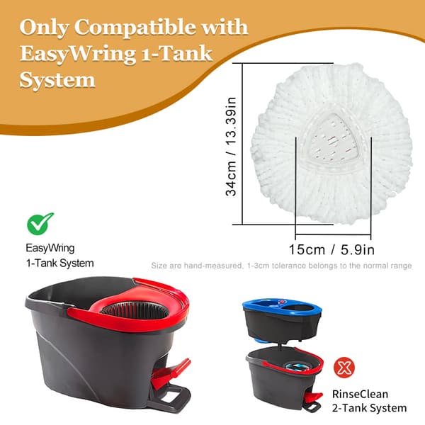 Passer til O-Cedar Easywring husholdnings mikrofiber udskiftningsmoppe, roterende moppehoved tilbehør