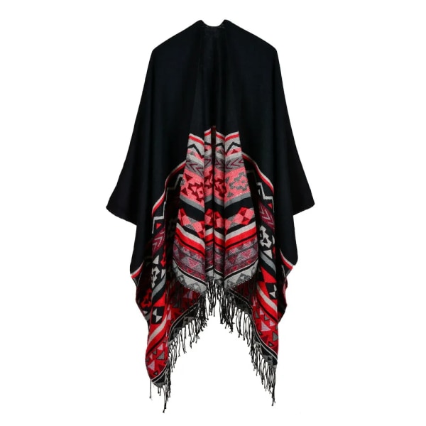 Kvinnors tofs imitera kashmirsjal Höst Vinter kan förtjockas Bär på båda sidor Lady Ponchos Capes Khaki 9 One Size