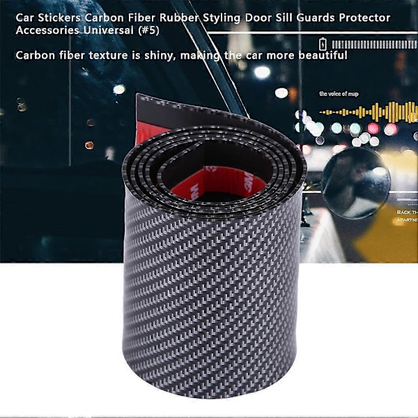 Bilstickers Kolfiber Gummi Styling Dörrtröskelskydd Universal (5 * 250cm)