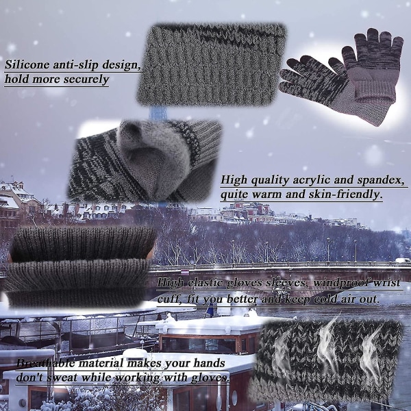 Vinterstickade handskar, pekskärmshandskar Varma handskar M-xl M