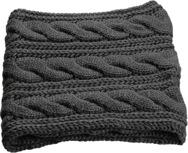 Dame Tyk Ribstrikket Vinter Infinity Circle Loop Halstørklæde Premium Twist Charcoal