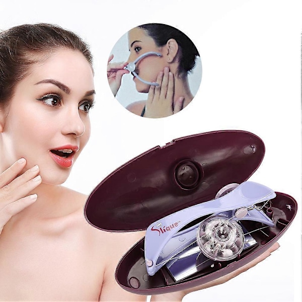 Ansiktshårborttagning Threading Epilator Hårborttagningsverktyg med 10 Bomullstrådar (Glasögonfodral)