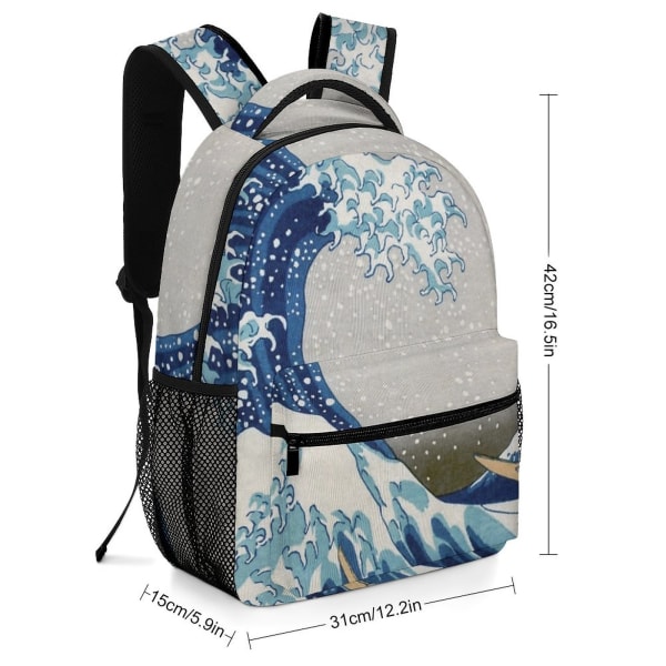 Ny Under The Wave Off Kanagawa - The Great Wave - Katsushika Hokusai Ryggsäckar för män Student Barn Roliga Lyxväskor Barn style 1