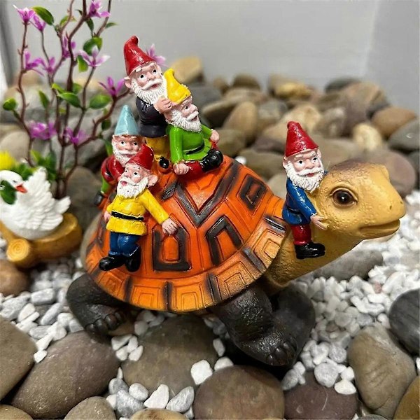 Have Skildpadde Resin Håndværk Skildpadde Figur Skildpadde Statue Udendørs Indretning Dvärg Sidder på Skildpadde