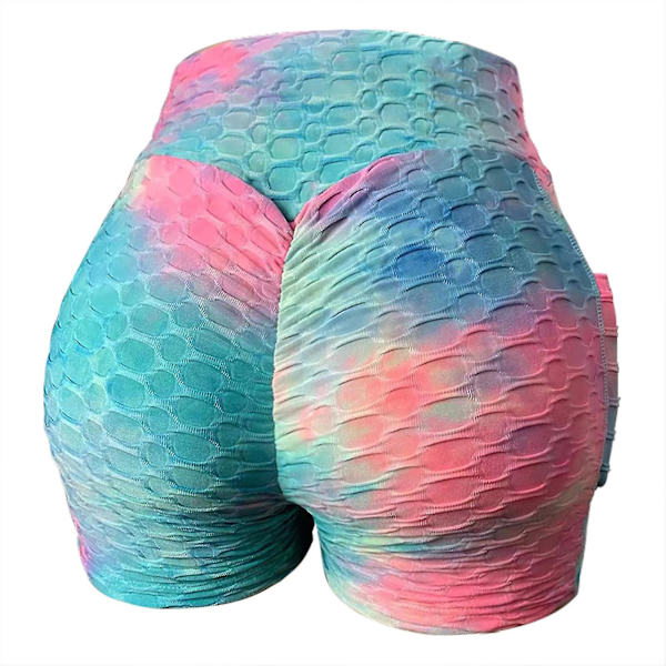 Tflycq Kvinnor Kort Flerfärgad ficka Tight High Waist Elasticity Sports Yoga Byxor Red M