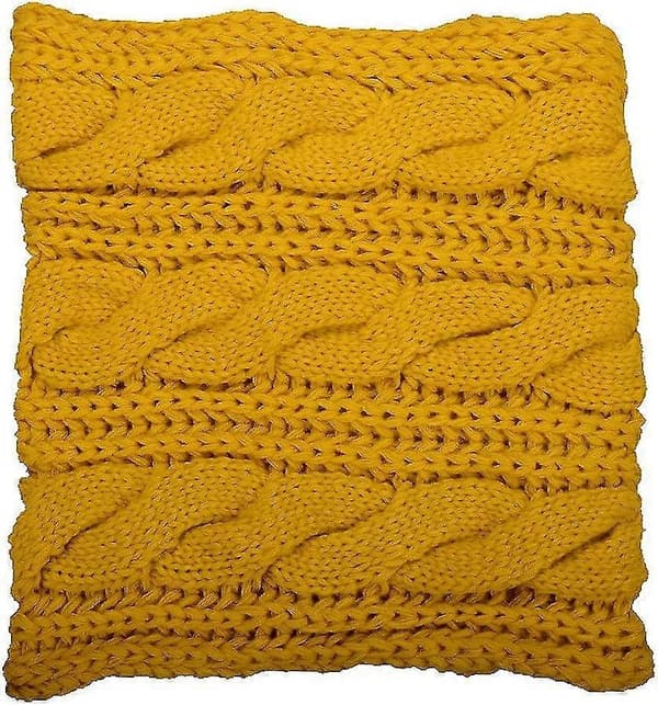 Dame Tyk Ribstrikket Vinter Infinity Circle Loop Halstørklæde Premium Twist Mustard