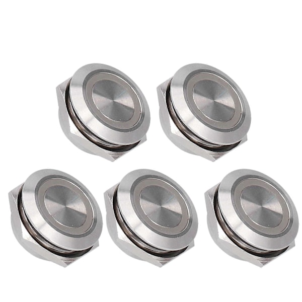 5 kpl Hetkellinen Painonappikytkin Metalli Automaattinen Nollaus Erittäin Ohut Vedenpitävä LEDillä 19mmDC3~6V Vihreä