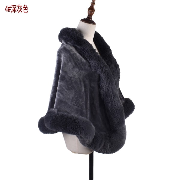 Ny höst och vinter pälskrage päls sjal för kvinnor, höst och vinter varm brud ytterkappa, high-end enfärgad monokrom för kvinnor dark gray 165cm