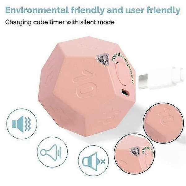 Mini Timer Roterende Dodekaeder Oppladbar Timer Lyd Vibrasjon Lys Alarm Flip Timer Nedtelling For T