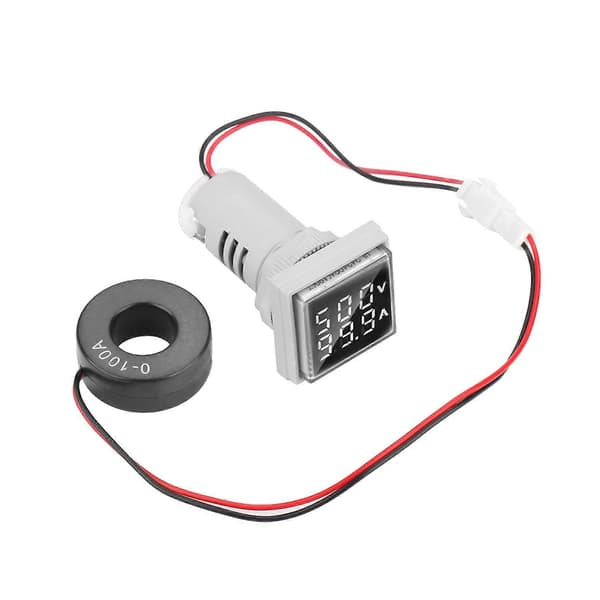 LED Digital Display AC Spänning Ström Mätare Indikator 22mm 0-100A Mätare Indikator (vit)