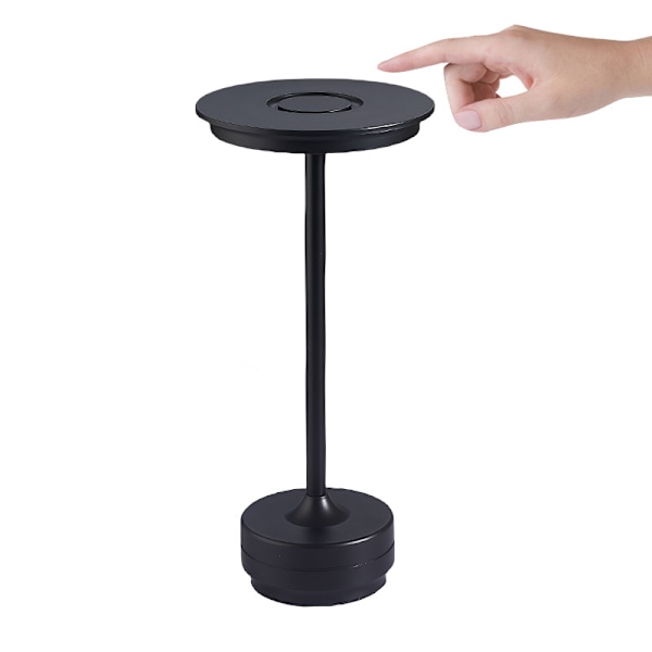 Led-bordlampe uten ledning, dimmbar, vanntett, metall, USB-ladbare, -1stk-svart