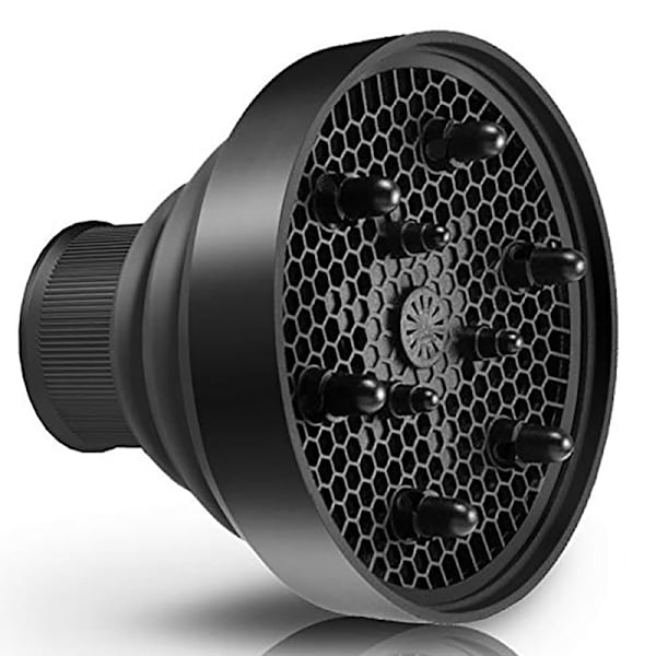 Hårfønerdiffuser, universelt hårfønertilbehør, sammenleggbar hårfønerdiffuser, hårfønerdeksel, 5,2 cm diameter, svart