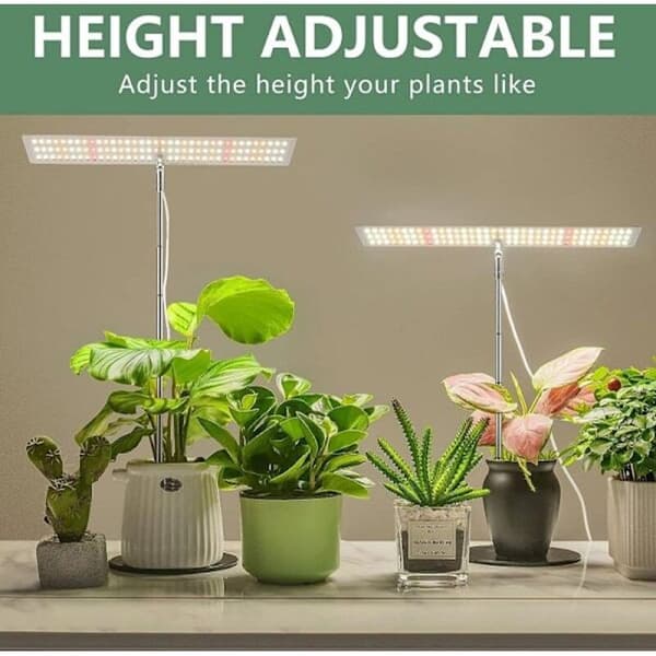 Justerbar LED-vækstlampe til planter. Med 3 lystilstande og 4 dæmpningsniveauer.