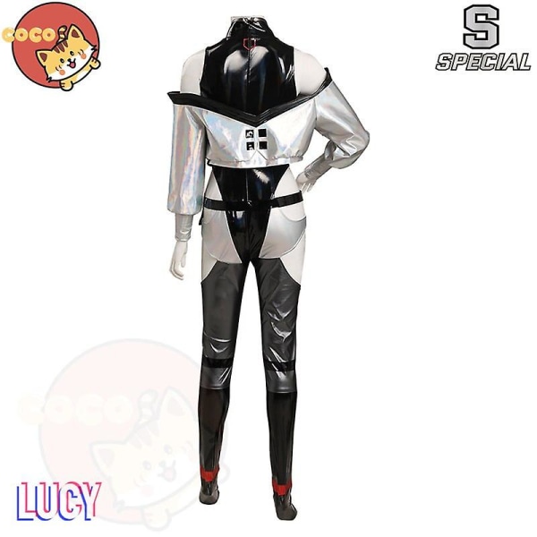 Cocos-s Anime Cyberpunk Edgerunners Lucy Cosplay Kostym Anime Cyberpunk: Edgerunners Cosplay Lucy Sexig Läderdräkt och peruk S