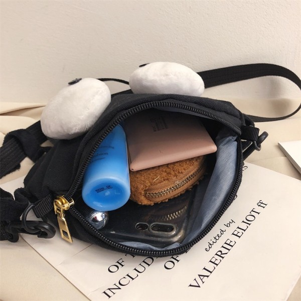Japansk Anime Hayao Miyazaki Spirited Away No Face Man Canvas Messenger Bags Axel Svart Brikett Plysch Ryggsäck White