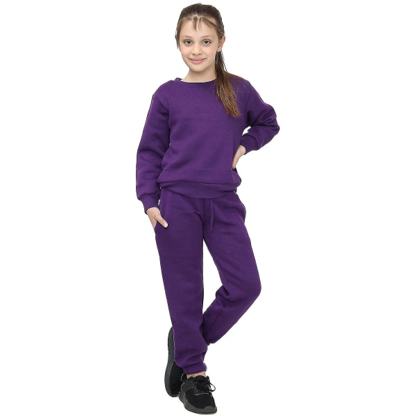 Barn Unisex Sweatshirt Set för enkel träningsoverall Purple 9-10 Years