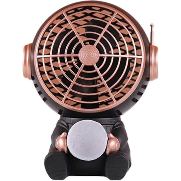 Generisk Lille Bordventilator Rum Astronaut Natlampe Genopladelig 4 Blade 3 Kølerventilator