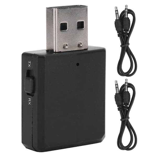 Bluetooth 5.0 Audio Receiver Transmitter USB Lydkort 3 I 1 AUX RCA 3.5MM Socket Adapter Sort