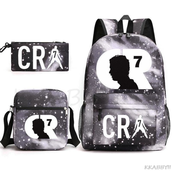 CR7 Skolväskor 3st Stor bokryggsäck för tonåringar Pojkar Flickor Resebärbar dator Mochila Escolars multi