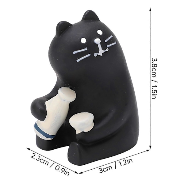 2 stk. Miniature Sort Kat Figur Resin Tegneserie Sød Kat Ornament Dyrefigurer til Miniature Landskabsdekoration