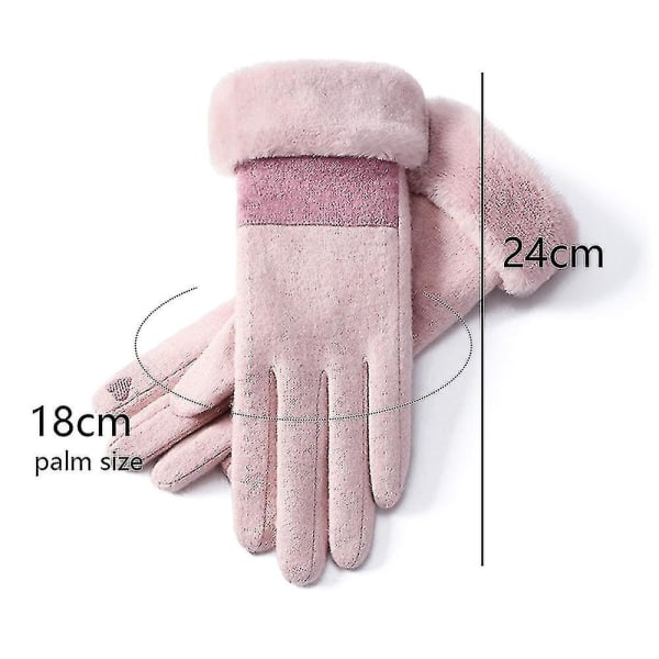 Vintervarma thermal med pekskärm med vindtäta fleecehandskar Skidåkning Xs-xxxl Pink L