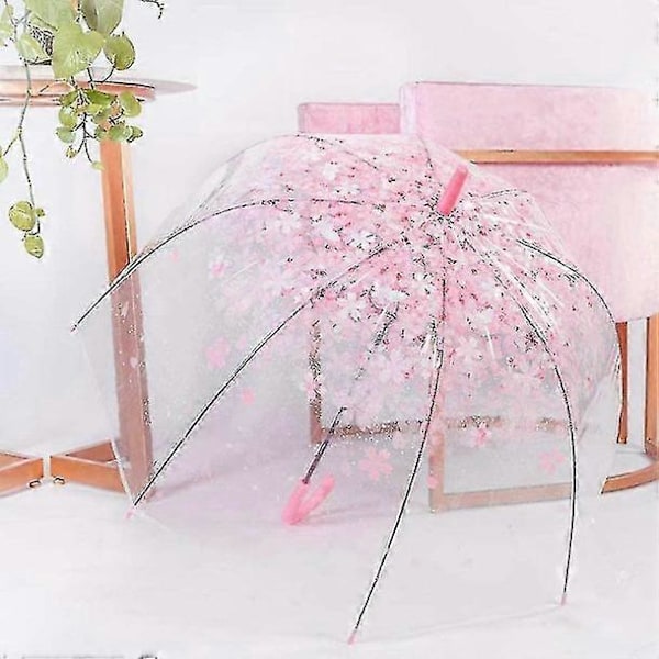 Klar & Solskærme Canopy Bubble Paraply Transparent Kirsebærblomster vindtæt Udendørs Paraplyer