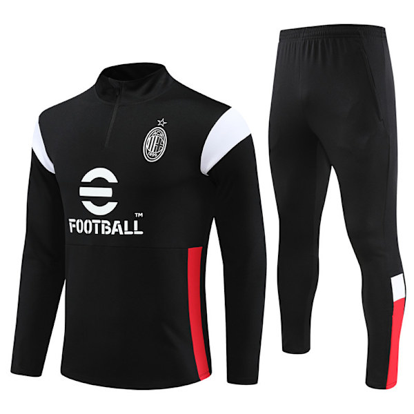 Ny AC svart färg jersey höst och vinter fotboll halvdrag träningsdräkt M