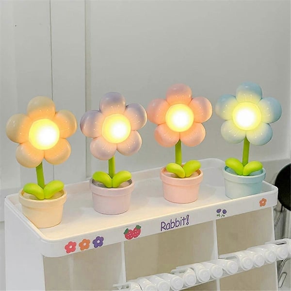 Mini Blomst Natlampe Sød Lille Bordlampe Skrivebordsdekoration Soveværelse Atmosfærisk Lys Børn