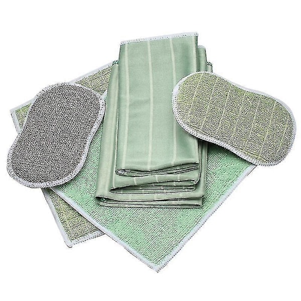 Set med 6 Bambu Mikrofiberdukar för Fönster Speglar Kakel Karosseri Mikrofiber Bambu Glas-jie