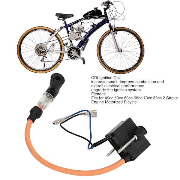 CDI Tændspole Højtydende Tændingsmodul til 49cc 50cc 60cc 66cc 70cc 80cc 2-taktsmotor Motoriseret Cykel Orange