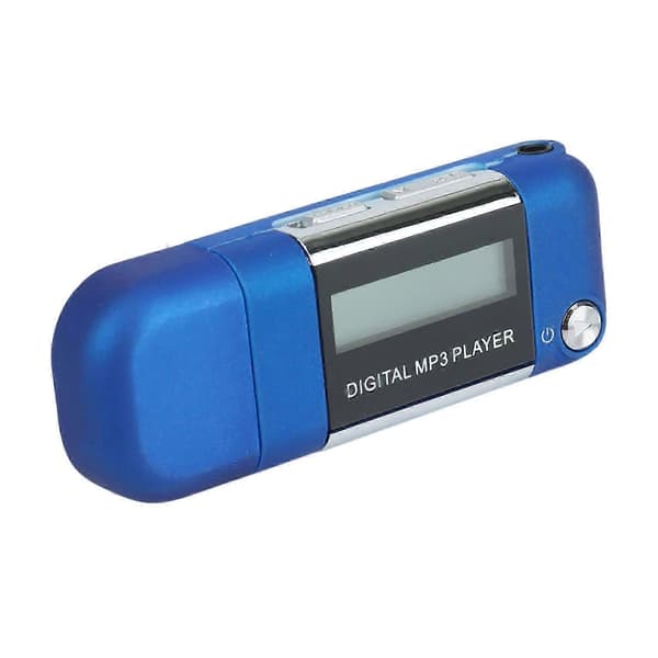 MP3-spelare 4GB U Disk Musikspelare Stöder Utbytbart AAA-batteri, Inspelning (Blå)
