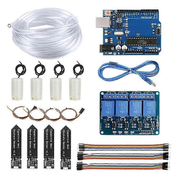 4-vägs Automatisk Vattnings DIY-kit Med Moderkort För R3 4-vägs Relä Automatisk Vattning Trädgård Blomsterkit