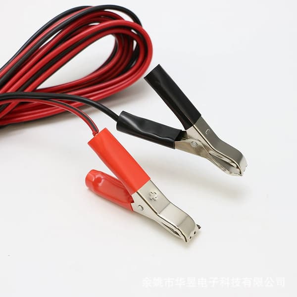 2-polet SAE-stikkabel med batteriklemmer (rød/sort) – 2-leder strømkabel til solpaneler/batterier (pakke med 2)
