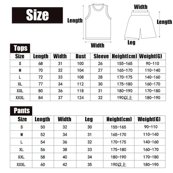 Basketkläder för män för kvinnor Basketuniformer Sportkläder Black S(155 165cm)