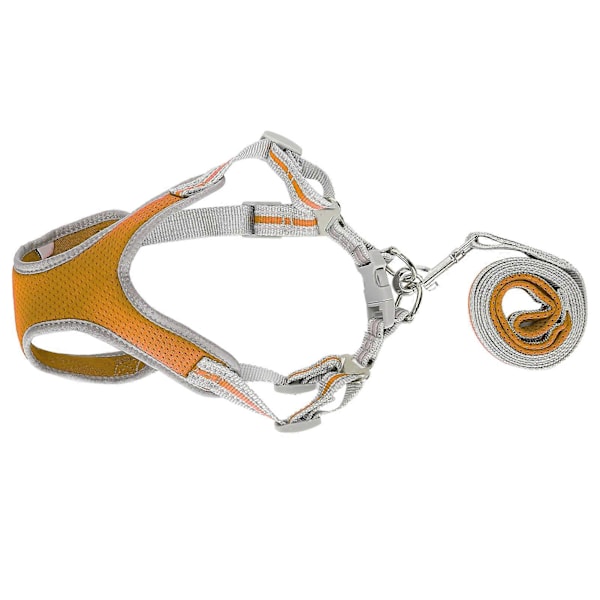 Justerbar Hundsele med Koppel, Rymningssäker Reflexväst för Promenader (Orange L)