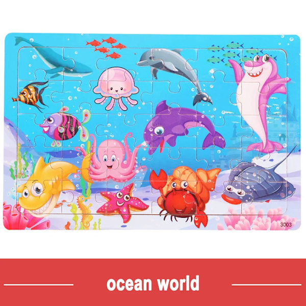Pusselspel för fordon för trädjur för barn Jigsaw Baby Early Learning Pedagogiska leksaker för barn Ocean World