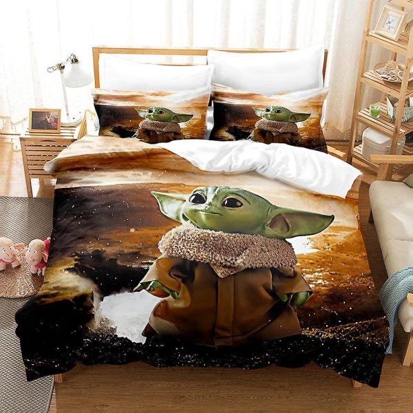 Mas4 Master Yoda Cover Printed Sängkläder Set Påslakan Quilt Cover Örngott Barn Present UK DOUBLE 200x200cm