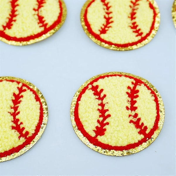 12 st Baseboll Patch Guldkanter Baseboll Applikation Baseboll Stryk på Patchar för DIY Klädreparation