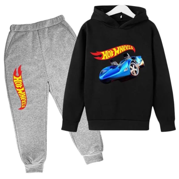 Hot Wheels Barn Vår Höst Casual Träningsoveraller 3-13 år Pojkar Flickor 2st Pullover Huvtröja+byxor Kostymer Barnkläder Set 2 12-13T