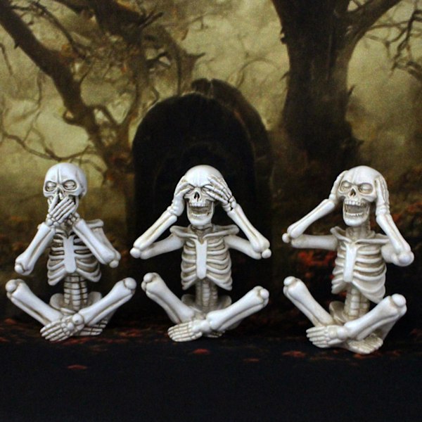 3x Mini Luuranko Figuriinit Karmivat Halloween Koristeet Kirjahyllyyn Toimistoon