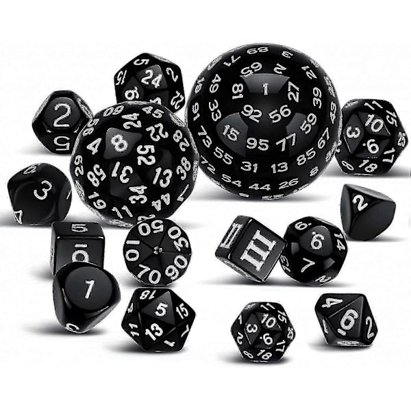 15-osainen Täydellinen Monitahokas DND Nopan Sarja - D3-D100 Pallomainen RPG Nopan Sarja