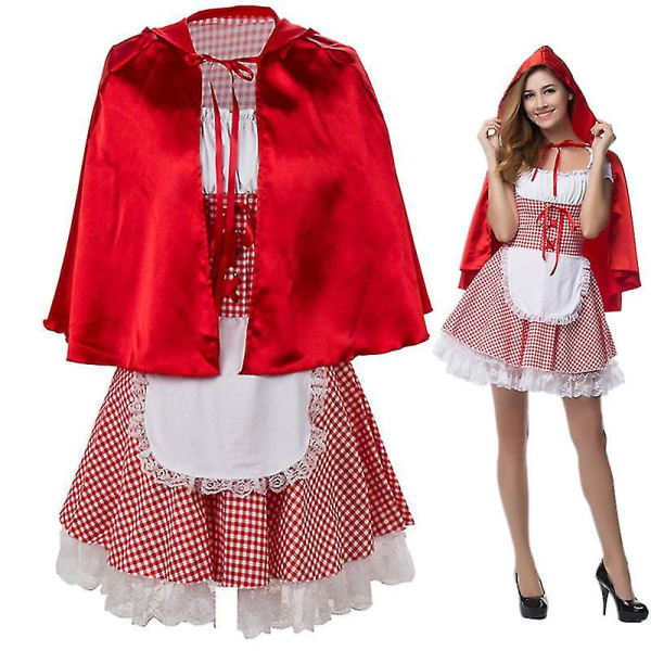 Plus Size S-6xl Sexig kvinnosag Lilla Rödluvan Kostym för Halloween Cosplay Finklänning med mantel 6XL